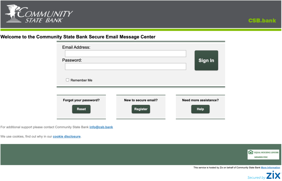 Secure Message Center - Community State Bank